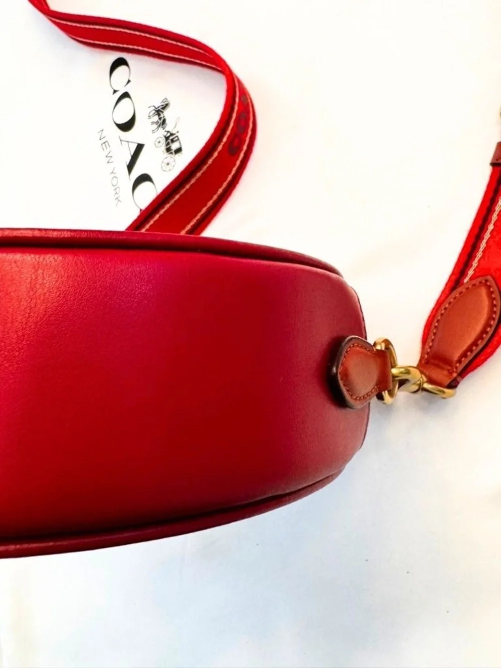 Coach Lunar New Year Kia Circle Bag Signature Canvas Red Lavender Zip